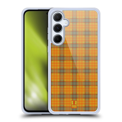 Head Case Designs Plaid - Pattern Collection Green Orange Soft Gel Case for Samsung Galaxy A55 5G