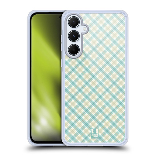 Head Case Designs Plaid - Pattern Collection Green Yellow Soft Gel Case for Samsung Galaxy A55 5G