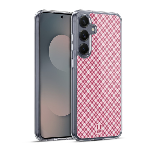 Head Case Designs Plaid - Pattern Collection Hot Pink Soft Gel Case for Samsung Galaxy S25+ & MagSafe