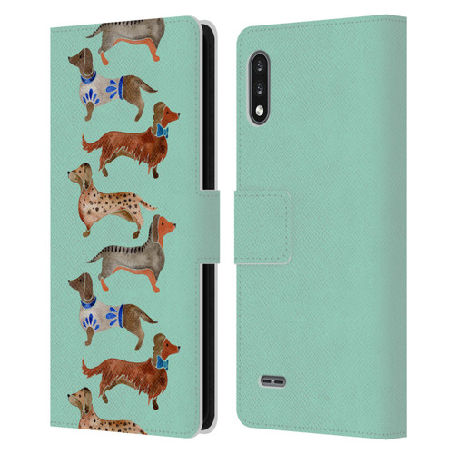 Cat Coquillette Animals Blue Dachshunds Leather Book Wallet Case Cover For LG K22