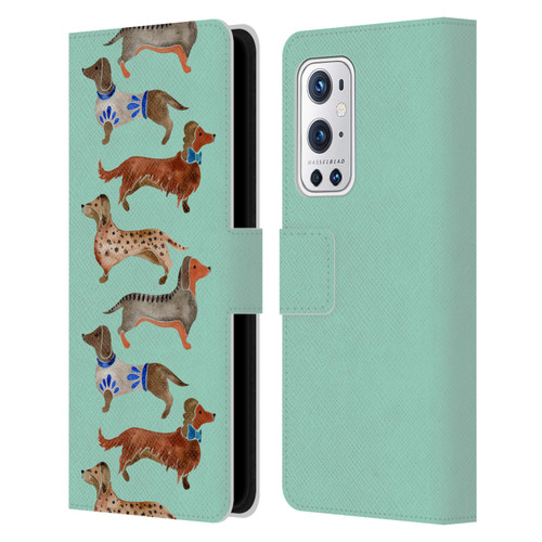 Cat Coquillette Animals Blue Dachshunds Leather Book Wallet Case Cover For OnePlus 9 Pro