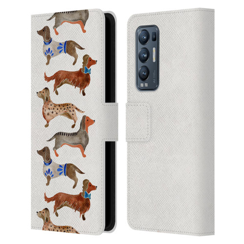 Cat Coquillette Animals Dachshunds Leather Book Wallet Case Cover For OPPO Find X3 Neo / Reno5 Pro+ 5G