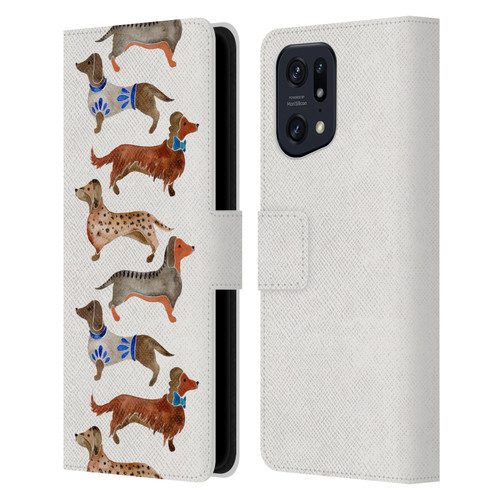 Cat Coquillette Animals Dachshunds Leather Book Wallet Case Cover For OPPO Find X5