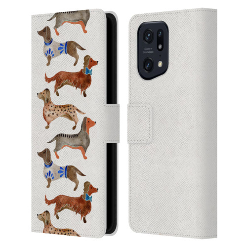 Cat Coquillette Animals Dachshunds Leather Book Wallet Case Cover For OPPO Find X5 Pro