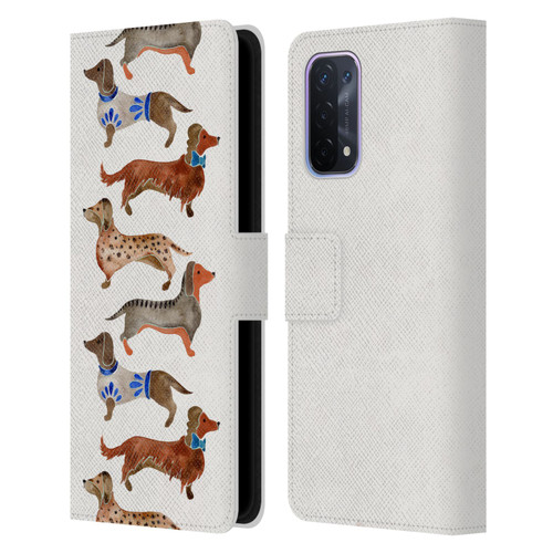 Cat Coquillette Animals Dachshunds Leather Book Wallet Case Cover For OPPO A54 5G