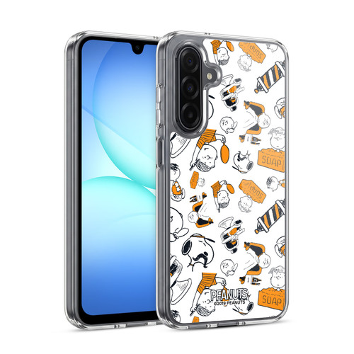 Peanuts Chuck's Barber Shop Pattern Soft Gel Case for Samsung Galaxy A17 4G / 5G