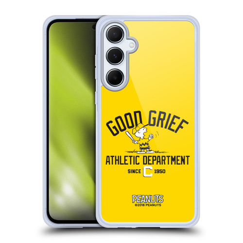Peanuts Varsity Sports Charlie Brown Good Grief Soft Gel Case for Samsung Galaxy A55 5G