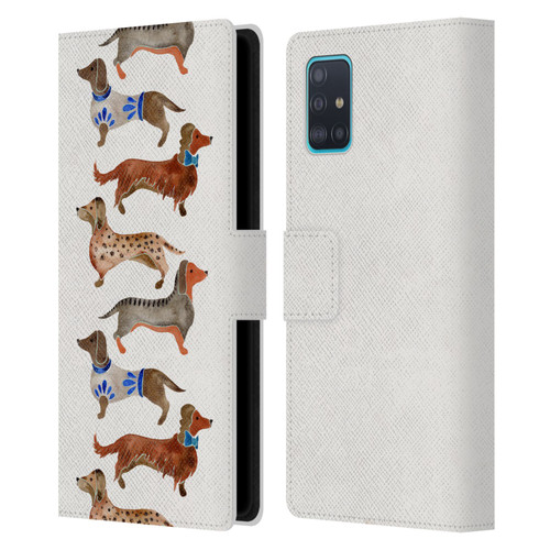 Cat Coquillette Animals Dachshunds Leather Book Wallet Case Cover For Samsung Galaxy A51 (2019)