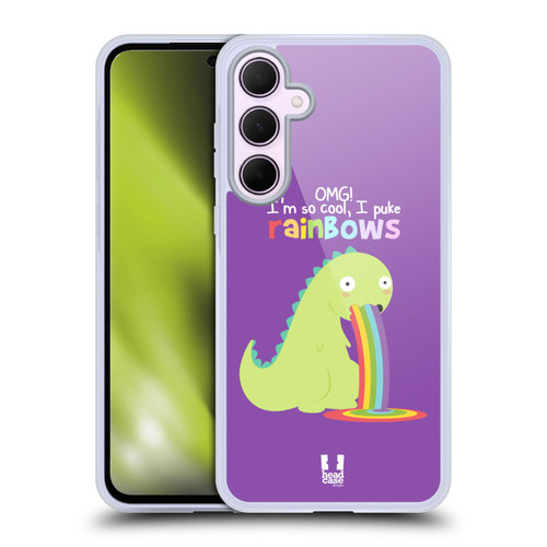 Head Case Designs Rainbow Puke Dinosaur Soft Gel Case for Samsung Galaxy A35 5G