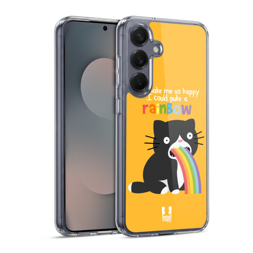 Head Case Designs Rainbow Puke Cat Soft Gel Case for Samsung Galaxy S25 & MagSafe
