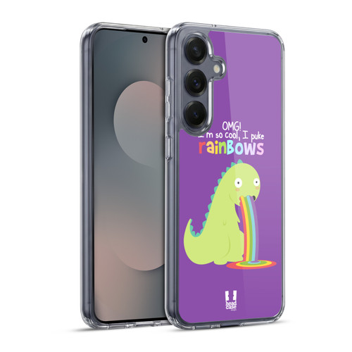 Head Case Designs Rainbow Puke Dinosaur Soft Gel Case for Samsung Galaxy S25+ & MagSafe