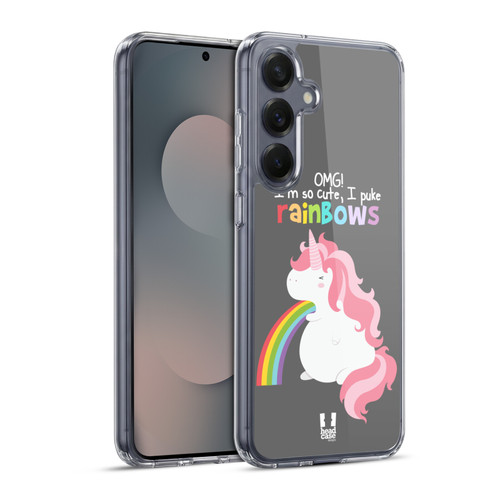 Head Case Designs Rainbow Puke Unicorn Soft Gel Case for Samsung Galaxy S25+ & MagSafe