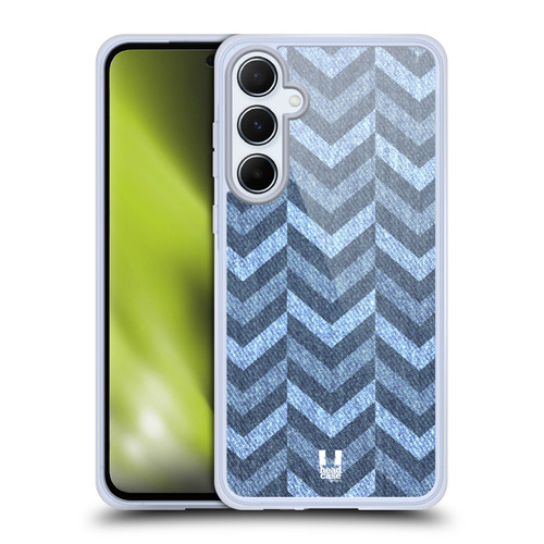 Head Case Designs Printed Denim Broken Zigzag Soft Gel Case for Samsung Galaxy A55 5G