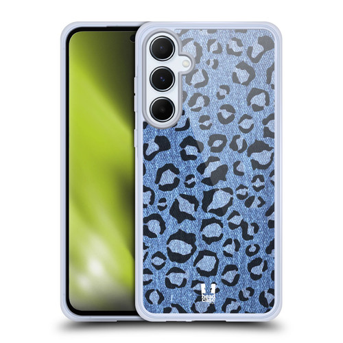 Head Case Designs Printed Denim Leopard Soft Gel Case for Samsung Galaxy A55 5G