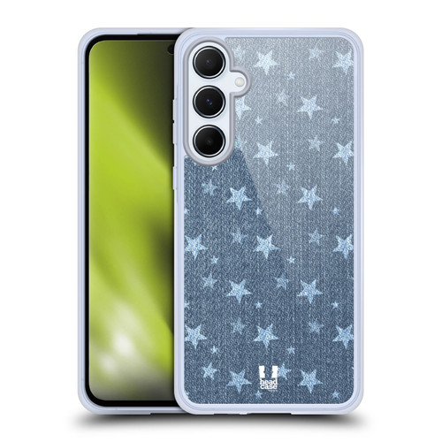 Head Case Designs Printed Denim Stars Soft Gel Case for Samsung Galaxy A55 5G