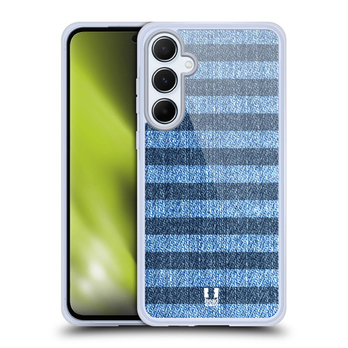 Head Case Designs Printed Denim Striped Soft Gel Case for Samsung Galaxy A55 5G