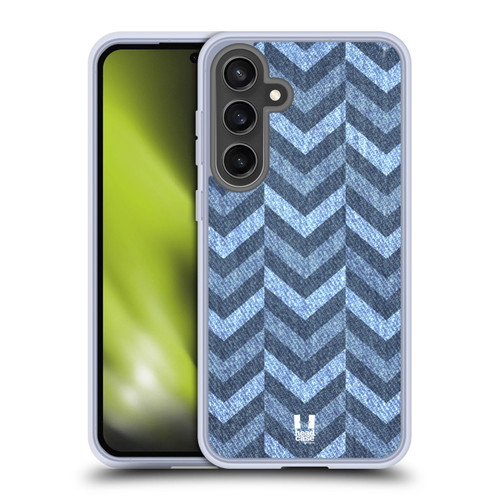Head Case Designs Printed Denim Broken Zigzag Soft Gel Case for Samsung Galaxy S24 FE & MagSafe
