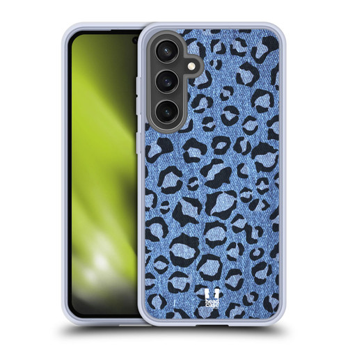 Head Case Designs Printed Denim Leopard Soft Gel Case for Samsung Galaxy S24 FE & MagSafe