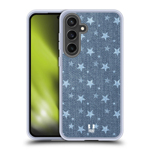 Head Case Designs Printed Denim Stars Soft Gel Case for Samsung Galaxy S24 FE & MagSafe