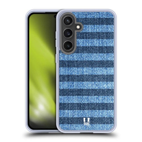 Head Case Designs Printed Denim Striped Soft Gel Case for Samsung Galaxy S24 FE & MagSafe