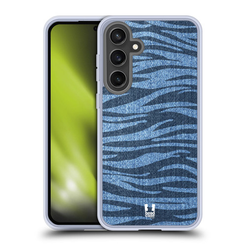 Head Case Designs Printed Denim Zebra Soft Gel Case for Samsung Galaxy S24 FE & MagSafe