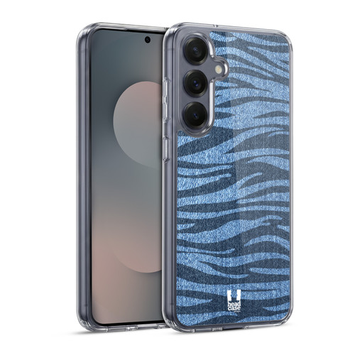 Head Case Designs Printed Denim Zebra Soft Gel Case for Samsung Galaxy S25 & MagSafe