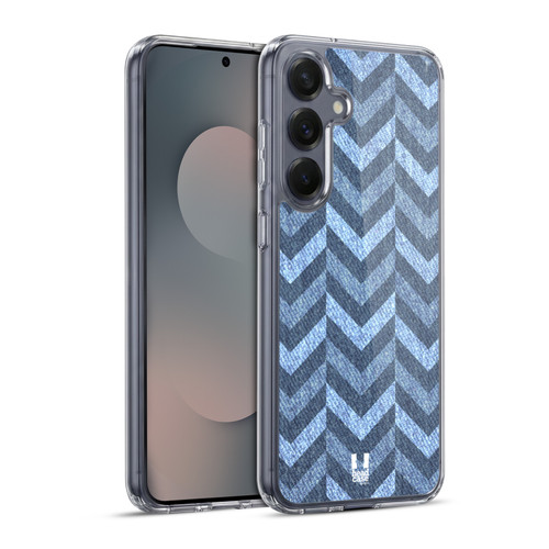 Head Case Designs Printed Denim Broken Zigzag Soft Gel Case for Samsung Galaxy S25+ & MagSafe
