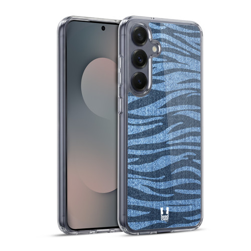 Head Case Designs Printed Denim Zebra Soft Gel Case for Samsung Galaxy S25+ & MagSafe