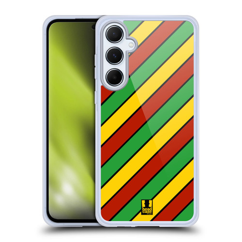 Head Case Designs Rasta Colour Patterns Diagonal Stripes Soft Gel Case for Samsung Galaxy A55 5G