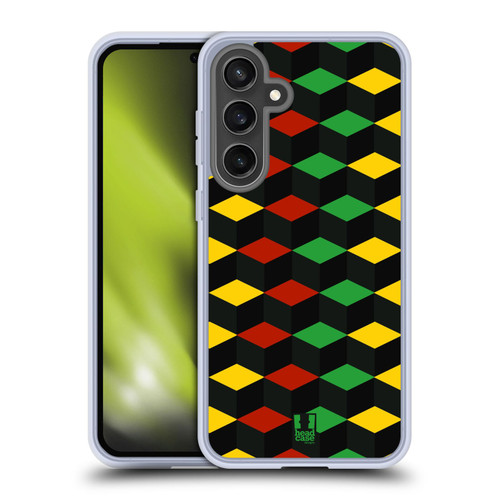 Head Case Designs Rasta Colour Patterns Cubism Soft Gel Case for Samsung Galaxy S24 FE & MagSafe