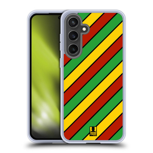 Head Case Designs Rasta Colour Patterns Diagonal Stripes Soft Gel Case for Samsung Galaxy S24 FE & MagSafe