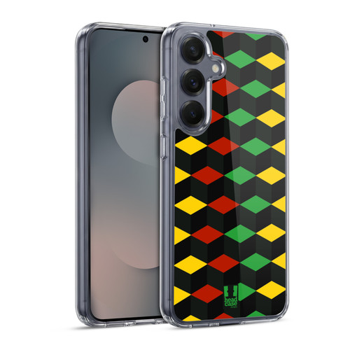 Head Case Designs Rasta Colour Patterns Cubism Soft Gel Case for Samsung Galaxy S25 & MagSafe