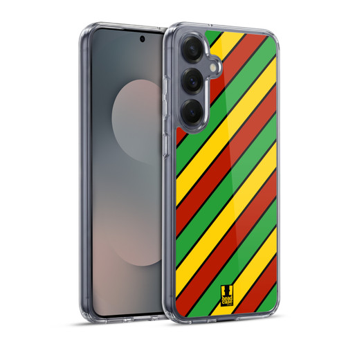 Head Case Designs Rasta Colour Patterns Diagonal Stripes Soft Gel Case for Samsung Galaxy S25+ & MagSafe
