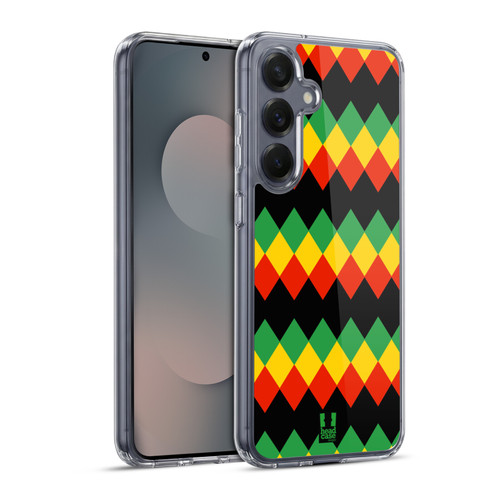 Head Case Designs Rasta Colour Patterns Diamond Soft Gel Case for Samsung Galaxy S25+ & MagSafe