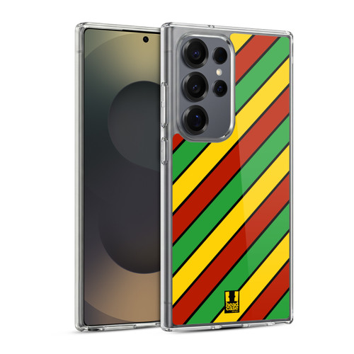 Head Case Designs Rasta Colour Patterns Diagonal Stripes Soft Gel Case for Samsung Galaxy S25 Ultra & MagSafe