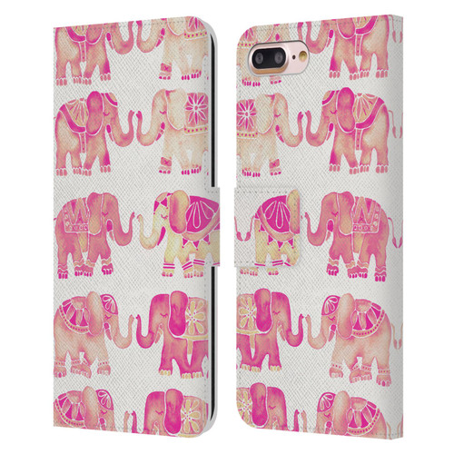 Cat Coquillette Animals 2 Pink Elephants Leather Book Wallet Case Cover For Apple iPhone 7 Plus / iPhone 8 Plus