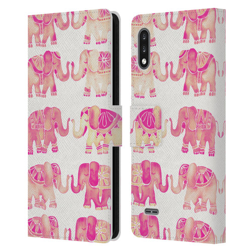 Cat Coquillette Animals 2 Pink Elephants Leather Book Wallet Case Cover For LG K22