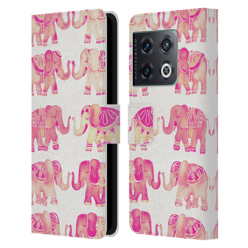Cat Coquillette Animals 2 Pink Elephants Leather Book Wallet Case Cover For OnePlus 10 Pro