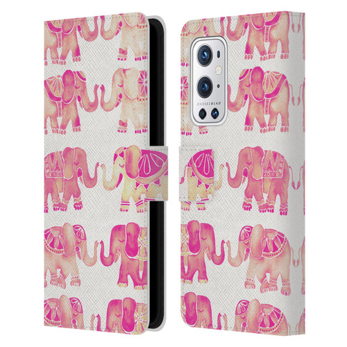Cat Coquillette Animals 2 Pink Elephants Leather Book Wallet Case Cover For OnePlus 9 Pro