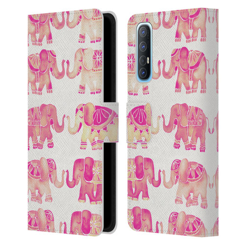 Cat Coquillette Animals 2 Pink Elephants Leather Book Wallet Case Cover For OPPO Find X2 Neo 5G