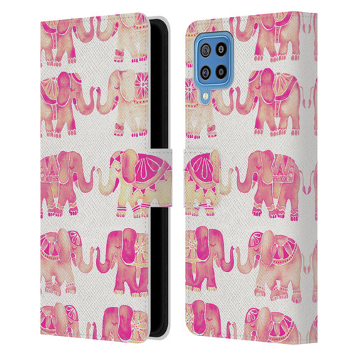 Cat Coquillette Animals 2 Pink Elephants Leather Book Wallet Case Cover For Samsung Galaxy F22 (2021)