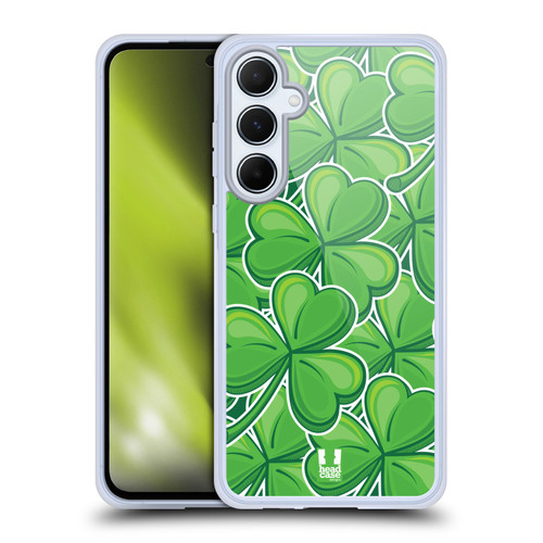 Head Case Designs Shamrock Patterns Stickers Soft Gel Case for Samsung Galaxy A55 5G