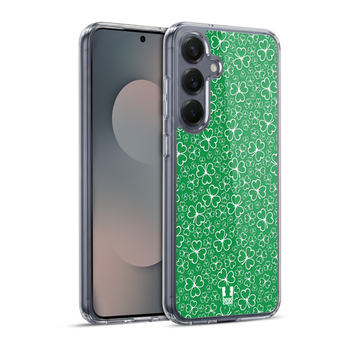 Head Case Designs Shamrock Patterns Ditsy Outlines Soft Gel Case for Samsung Galaxy S25+ & MagSafe