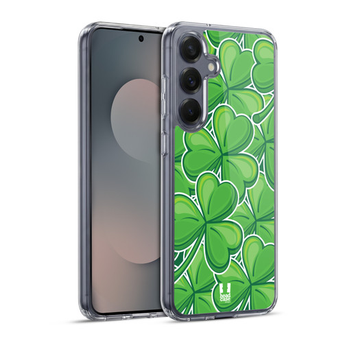 Head Case Designs Shamrock Patterns Stickers Soft Gel Case for Samsung Galaxy S25+ & MagSafe