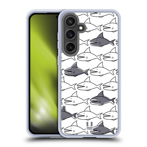 Head Case Designs Shark Prints Doodle Soft Gel Case for Samsung Galaxy S24 FE & MagSafe