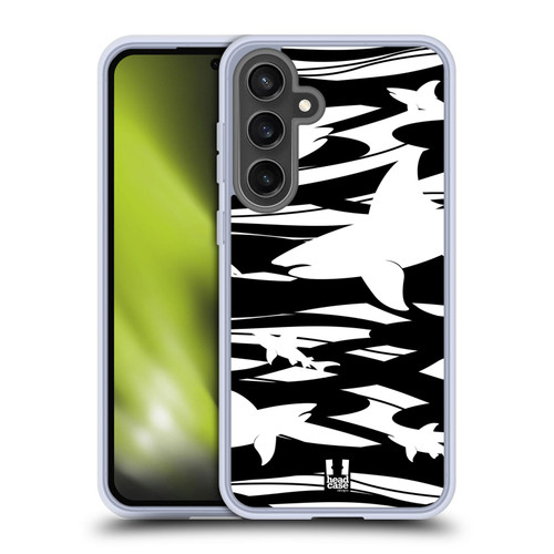 Head Case Designs Shark Prints Negative Space Soft Gel Case for Samsung Galaxy S24 FE & MagSafe