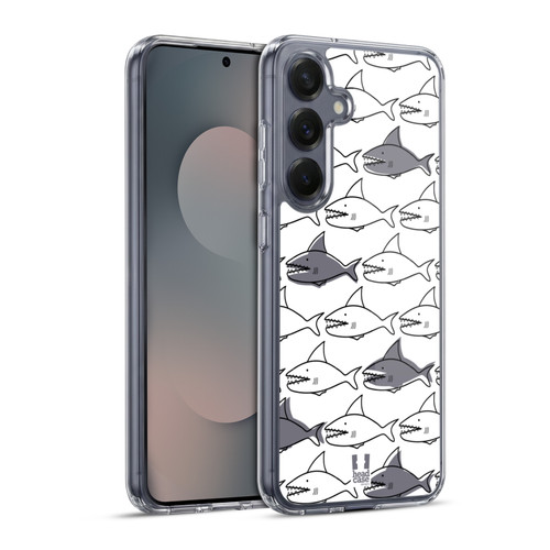 Head Case Designs Shark Prints Doodle Soft Gel Case for Samsung Galaxy S25+ & MagSafe