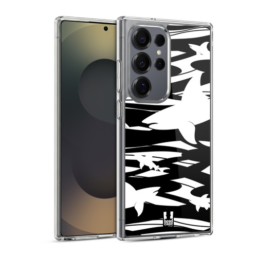 Head Case Designs Shark Prints Negative Space Soft Gel Case for Samsung Galaxy S25 Ultra & MagSafe