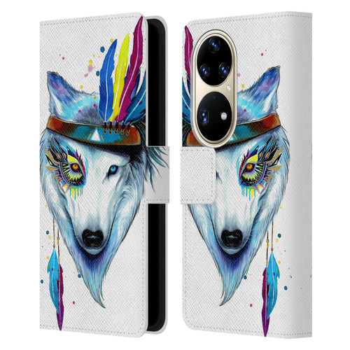 Pixie Cold Animals Warrior Leather Book Wallet Case Cover For Huawei P50 Pro