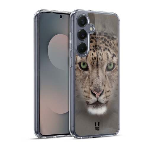 Head Case Designs Animal Faces 2 Snow Leopard Soft Gel Case for Samsung Galaxy S25+ & MagSafe